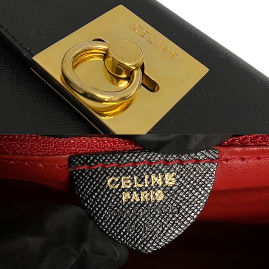 CELINE 極 美品 セリーヌ ヴィンテージ ロゴ リング 金具 カーフ CELINE 極 美品 セリーヌ ヴィンテージ ロゴ リング 金具 カーフ