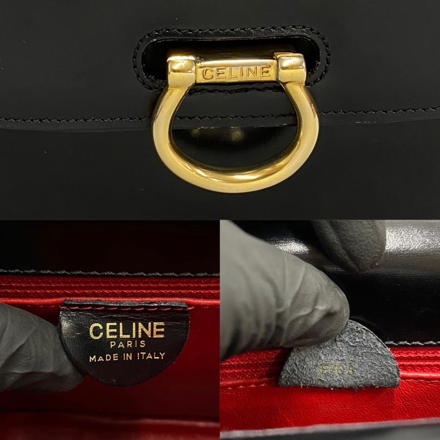 CELINE 極 美品 セリーヌ ガンチーニ 金具 ダブルフラップ カーフ 