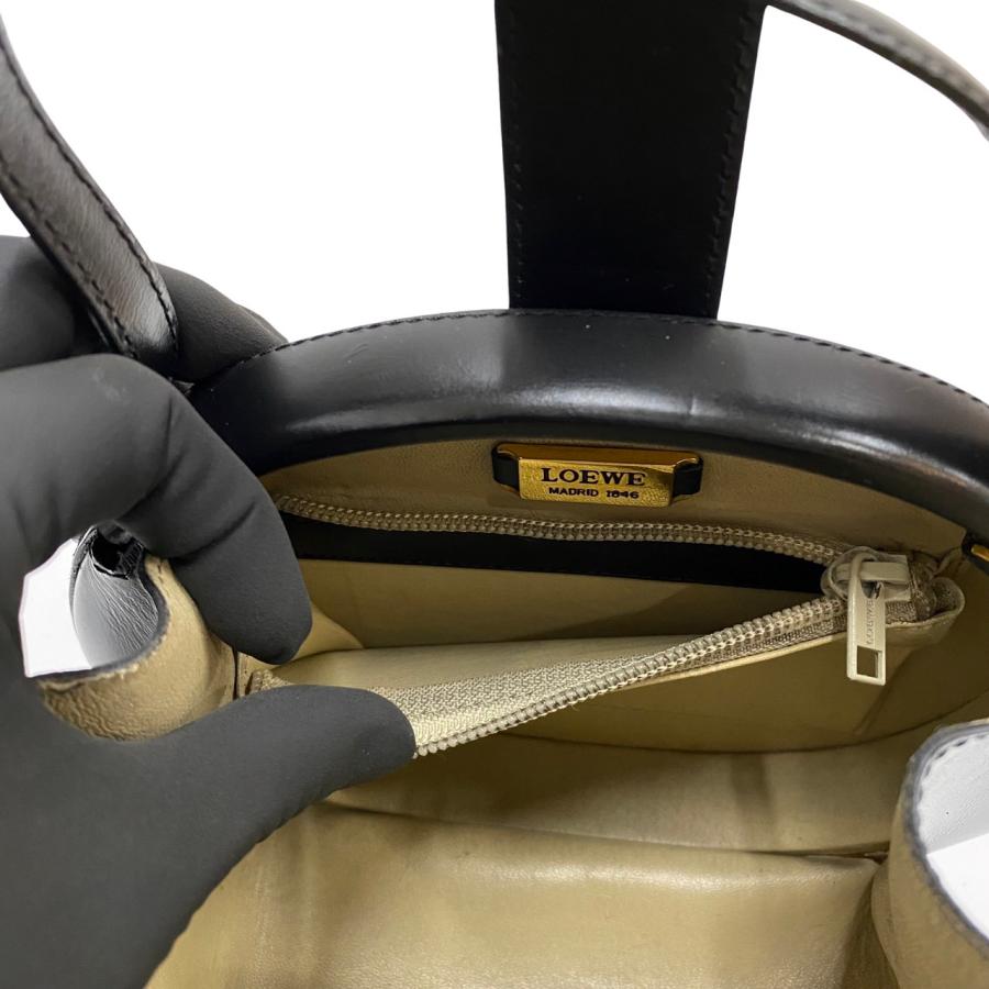 極上 美品 LOEWE ロエベ アナグラム ロゴ カーフ レザー 本革 ラウンド 