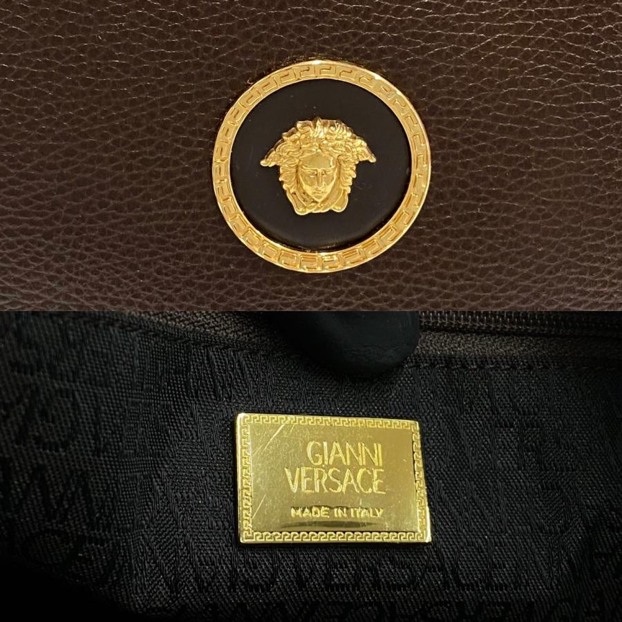 極 美品 希少品 VERSACE ヴェルサーチ メデューサ 金具 レザー 本革 