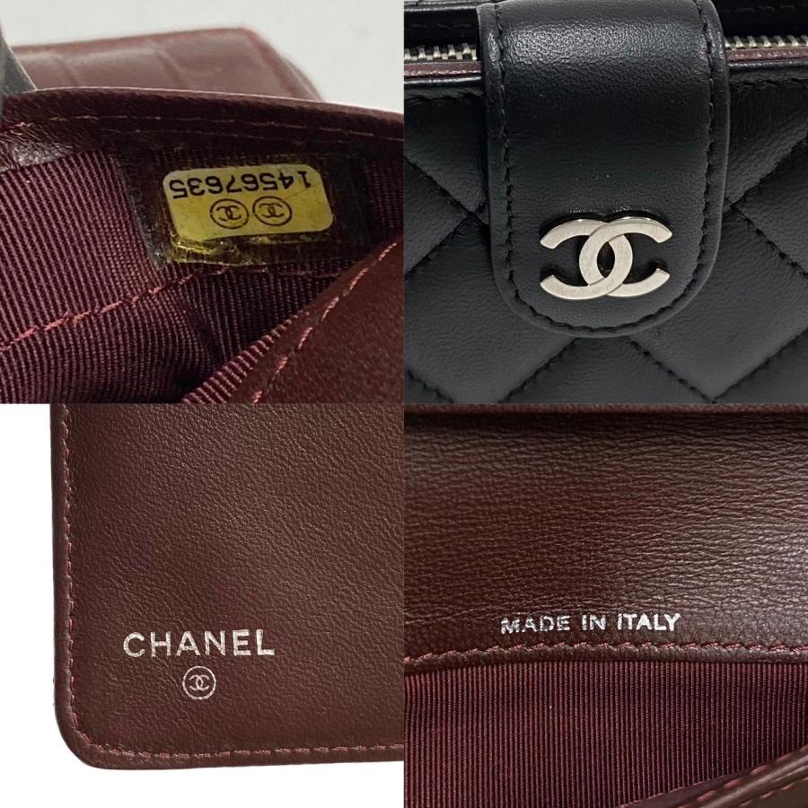 未使用保管品 シール有 14番台 CHANEL シャネル マトラッセ ココマーク ラウンドファスナー ラムスキン 二つ折り 財布 ウォレット 黒 22061｜linkvintage｜02