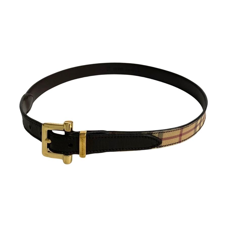 極 美品 バーバリー ノバチェック ロゴ レザー ベルト ブラウン ベージュ 極 美品 バーバリー ノバチェック ロゴ レザー ベルト ブラウン