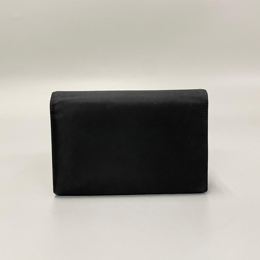 極上 美品 箱 カード付 PRADA プラダ 三角ロゴ 金具 ナイロン サフィアーノレザー 本革 二つ折り 財布 ミニ ウォレット ブラック 23889｜linkvintage｜03