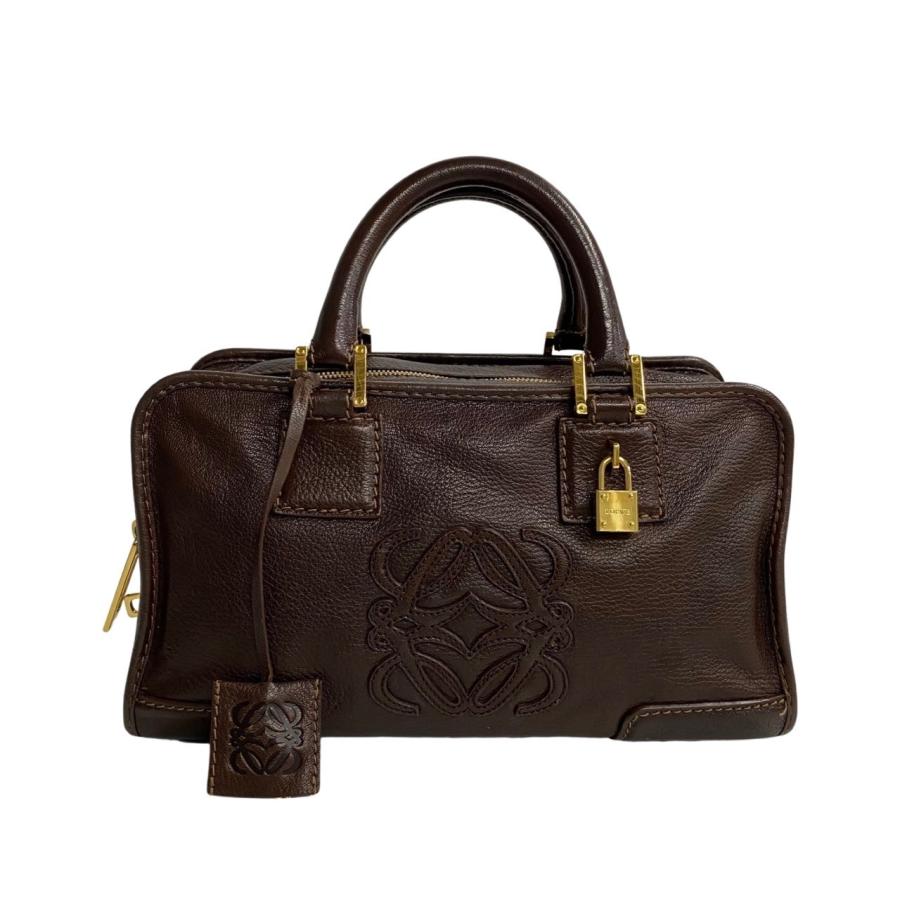 LOEWE 極 美品 袋 カデナ付 ロエベ アナグラム ロゴ アマソナ 28