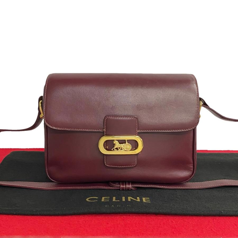 【極美品】CELINE セリーヌ　馬車金具　カーフレザー ショルダーバッグ CELINE 極 美品 セリーヌ 馬車金具 ホースキャリッジ カーフ