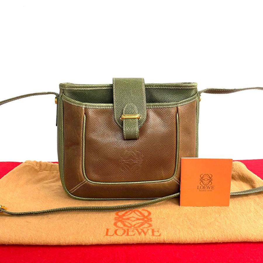 LOEWE ロエベショルダーバッグサコッシュアナグラムレザーブラウン