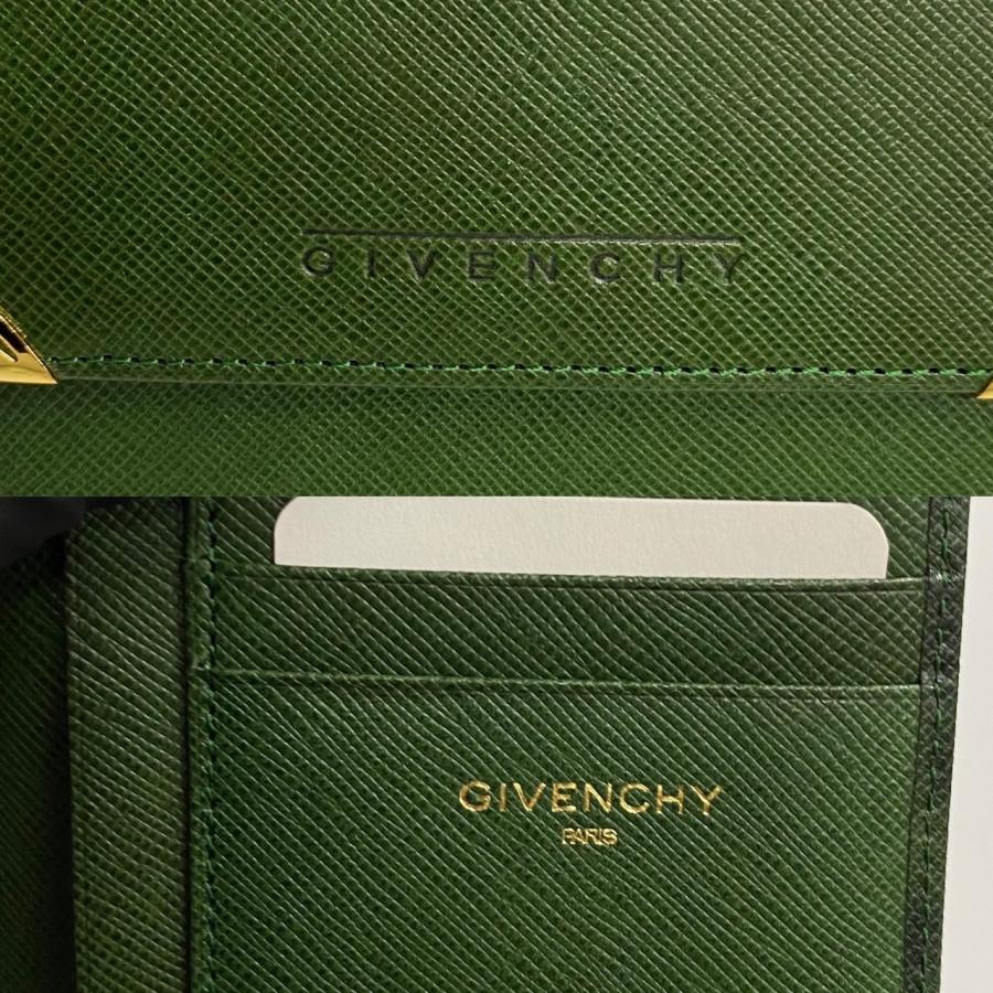 極 美品 箱付 GIVENCHY ジバンシィ ロゴ 刻印 レザー 本革 がま口 二