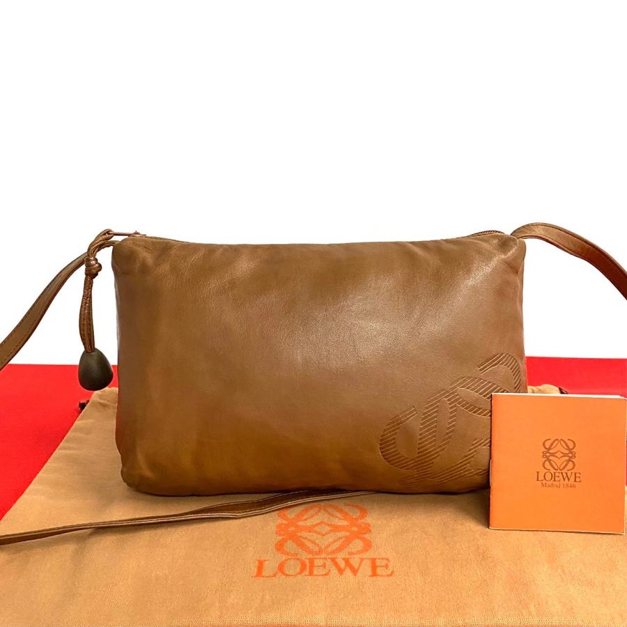 LOEWE ロエベショルダーバッグサコッシュアナグラムレザーブラウン
