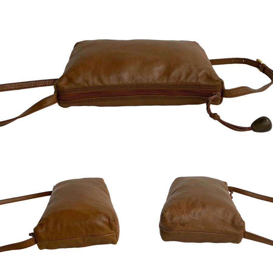 LOEWE 極 美品 保存袋付 ロエベ アナグラム ロゴ ナッパレザー 本革 