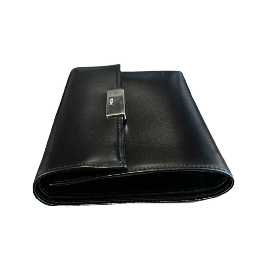 未使用保管品 箱 カード付 PRADA プラダ ロゴ 金具 カーフレザー 本革 
