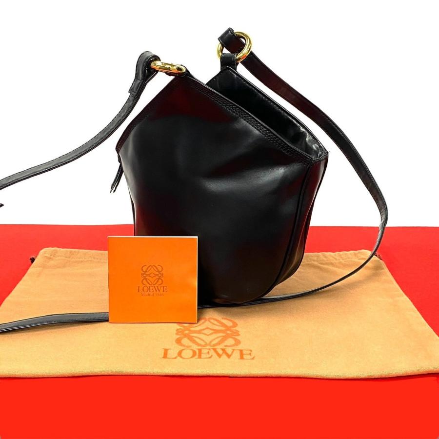 LOEWE 極 美品 希少品 袋付き ロエベ ヴィンテージ リング 金具 レザー  