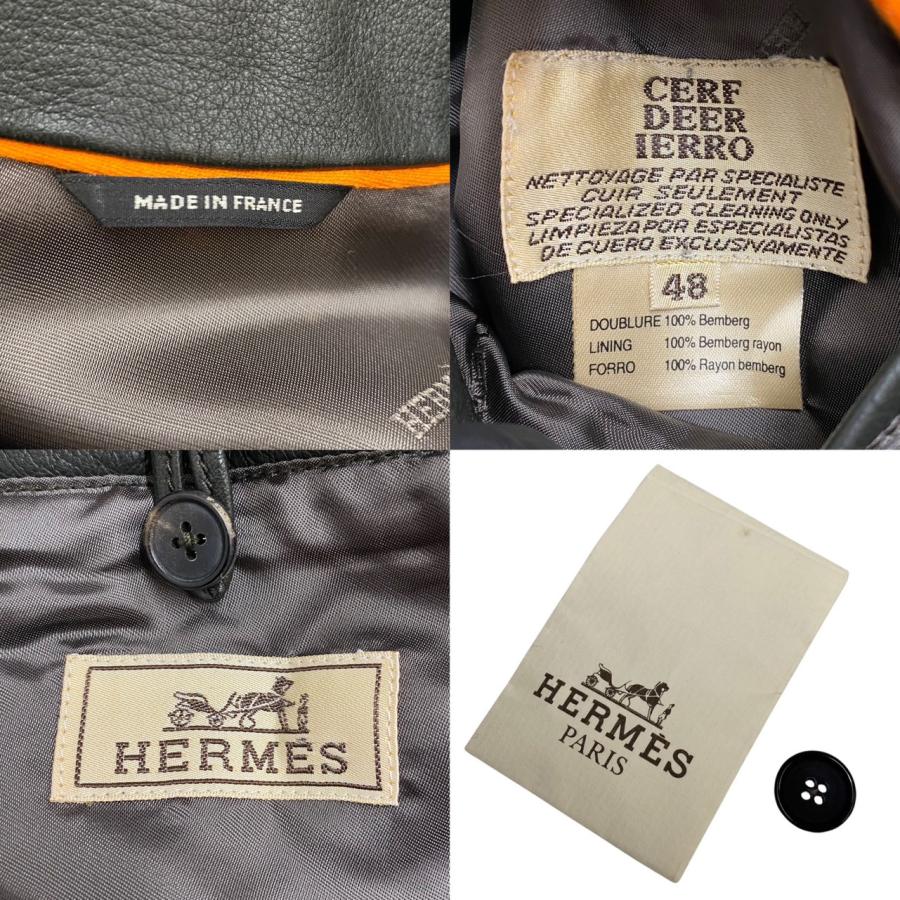HERMES（エルメス） 極 美品 レザー 本革 ジップアップ ハーフコート 
