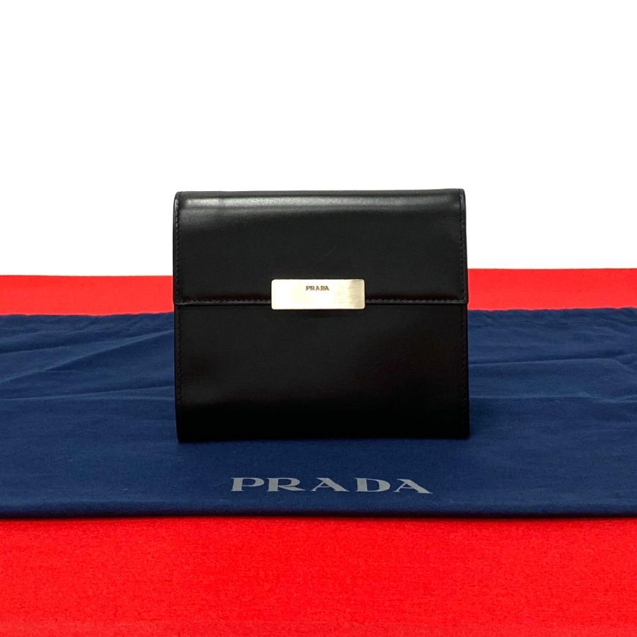 PRADA ほぼ未使用 希少 プラダ ロゴ 刻印 カーフ レザー 本革 三 PRADA ほぼ未使用 希少 プラダ ロゴ 刻印 カーフ レザー 本革 三