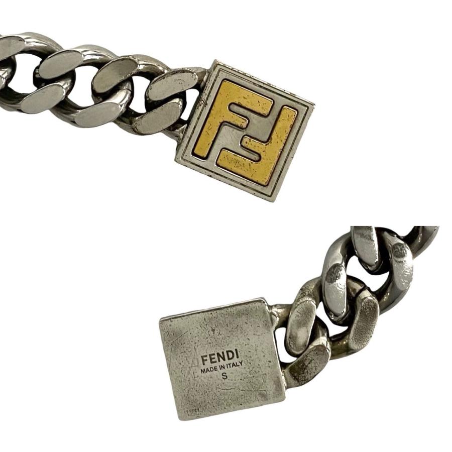 【美品】フェンディ　FFロゴ　チェーン　ブレスレット　シルバー　525 極美品FENDI フェンディ バゲット FFロゴ チェーン ブレスレット