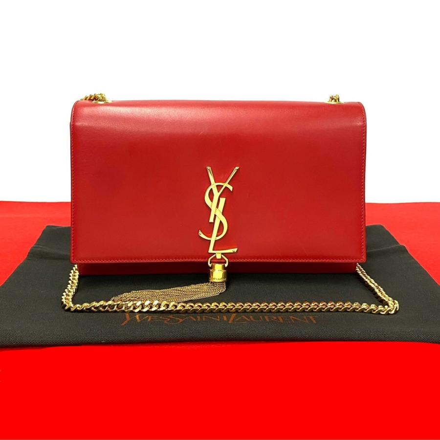 サンローランパリ ケイト チェーンショルダー YSL ゴールド金具 レッド