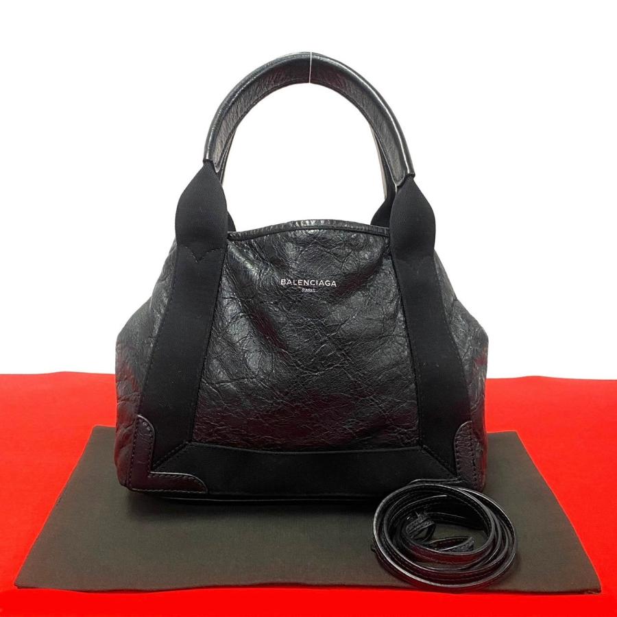 BALENCIAGA バレンシアガ ネイビーカバス レザー ブラック