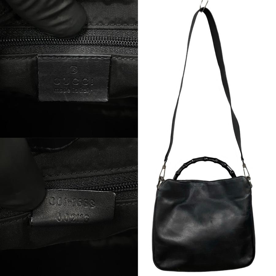 GUCCI 極 美品 希少品 グッチ バンブー ハンドル レザー 本革 2way 