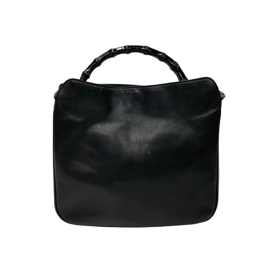 GUCCIバンブー風ハンドル 黒 レザー ショルダーバッグ