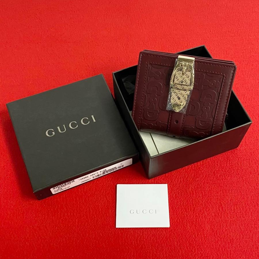 GUCCI（グッチ） 未使用保管品 箱付 ホースビット 柄 レザー 本革 二