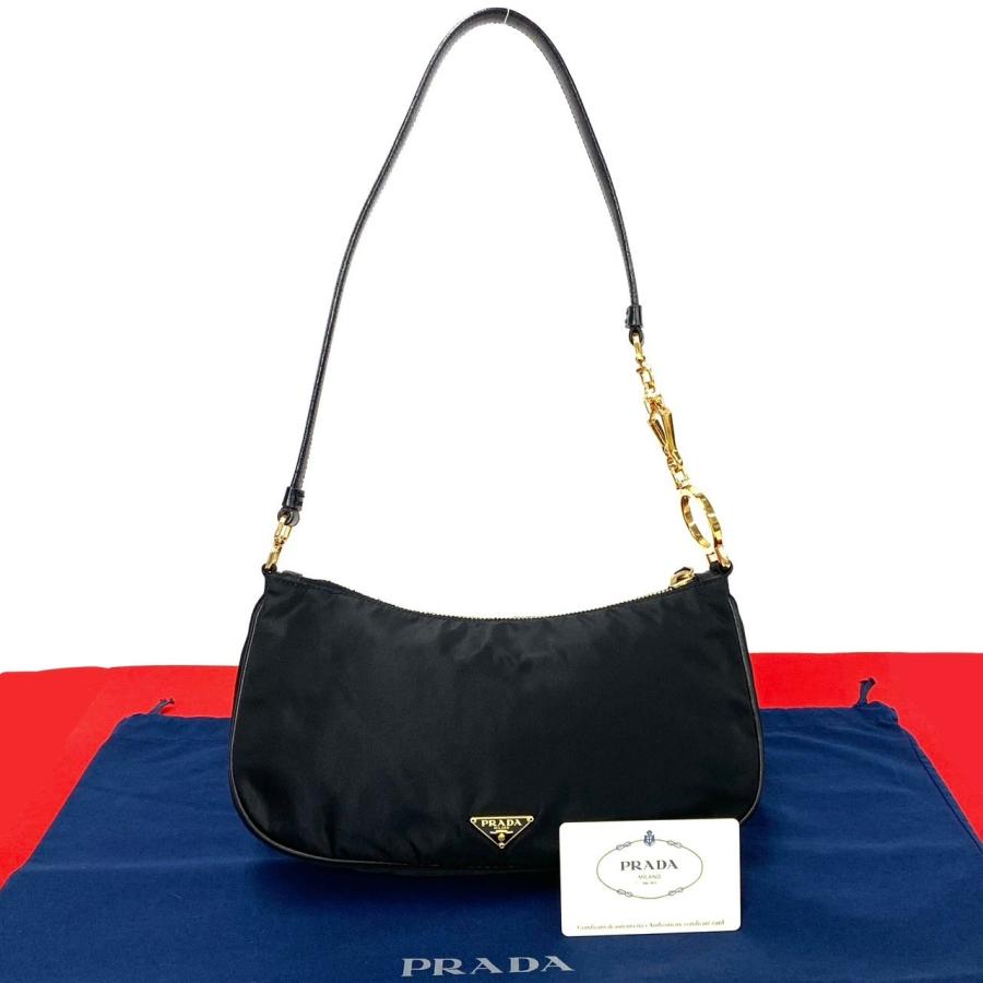 PRADA 極 美品 プラダ 三角ロゴ 金具 ナイロン レザー セミ ワン PRADA 極 美品 プラダ 三角ロゴ 金具 ナイロン レザー セミ ワン