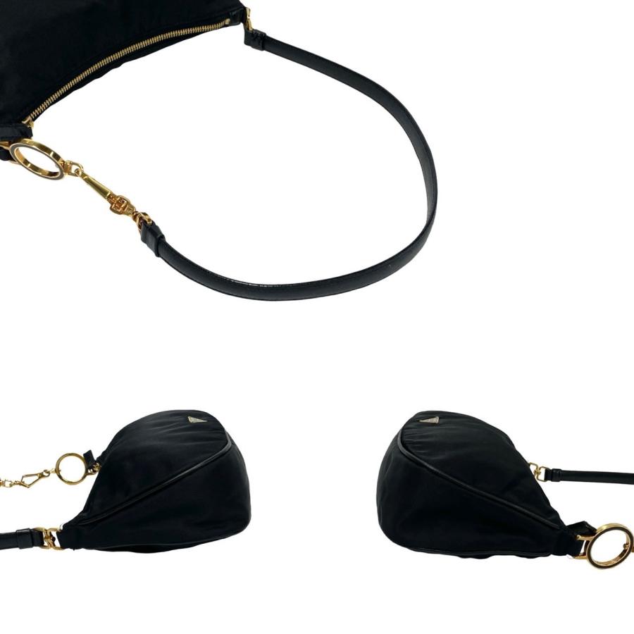 PRADA 極 美品 プラダ 三角ロゴ 金具 ナイロン レザー セミ ワン PRADA 極 美品 プラダ 三角ロゴ 金具 ナイロン レザー セミ ワン