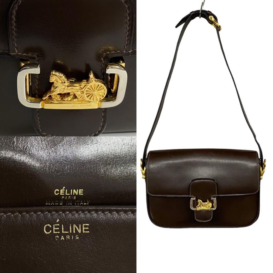 CELINE ほぼ未使用 袋付き 希少品 セリーヌ 馬車金具 カーフ CELINE ほぼ未使用 袋付き 希少品 セリーヌ 馬車金具 カーフ