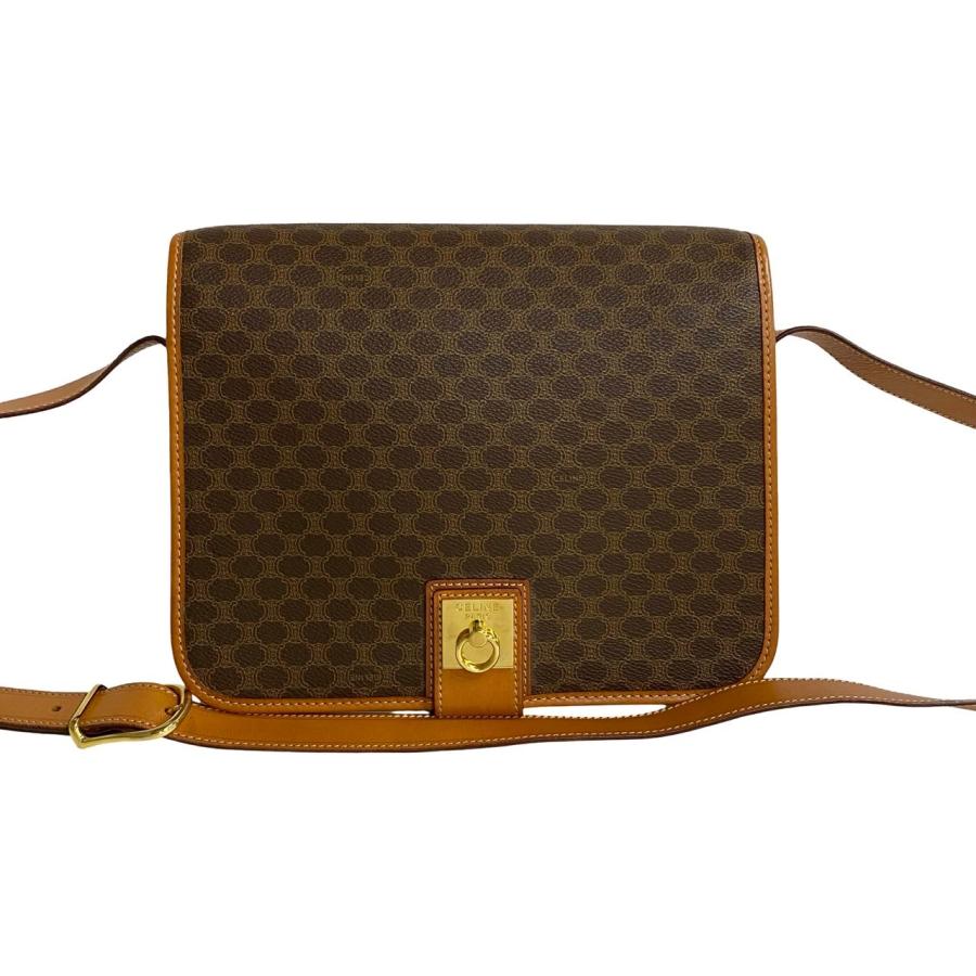 【正規品・希少モデル】セリーヌ ショルダーバッグ トリオンフ マカダム ブラウン □CELINE オールドセリーヌ ショルダーバッグ マカダム柄 トリオンフ