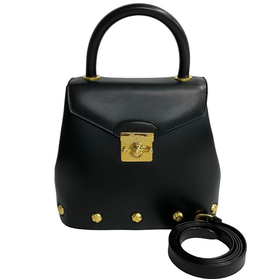 極美品✨　Salvatore Ferragamo ハンドバッグ　レザー 極 美品 Salvatore Ferragamo サルヴァトーレフェラガモ ロゴ 金具