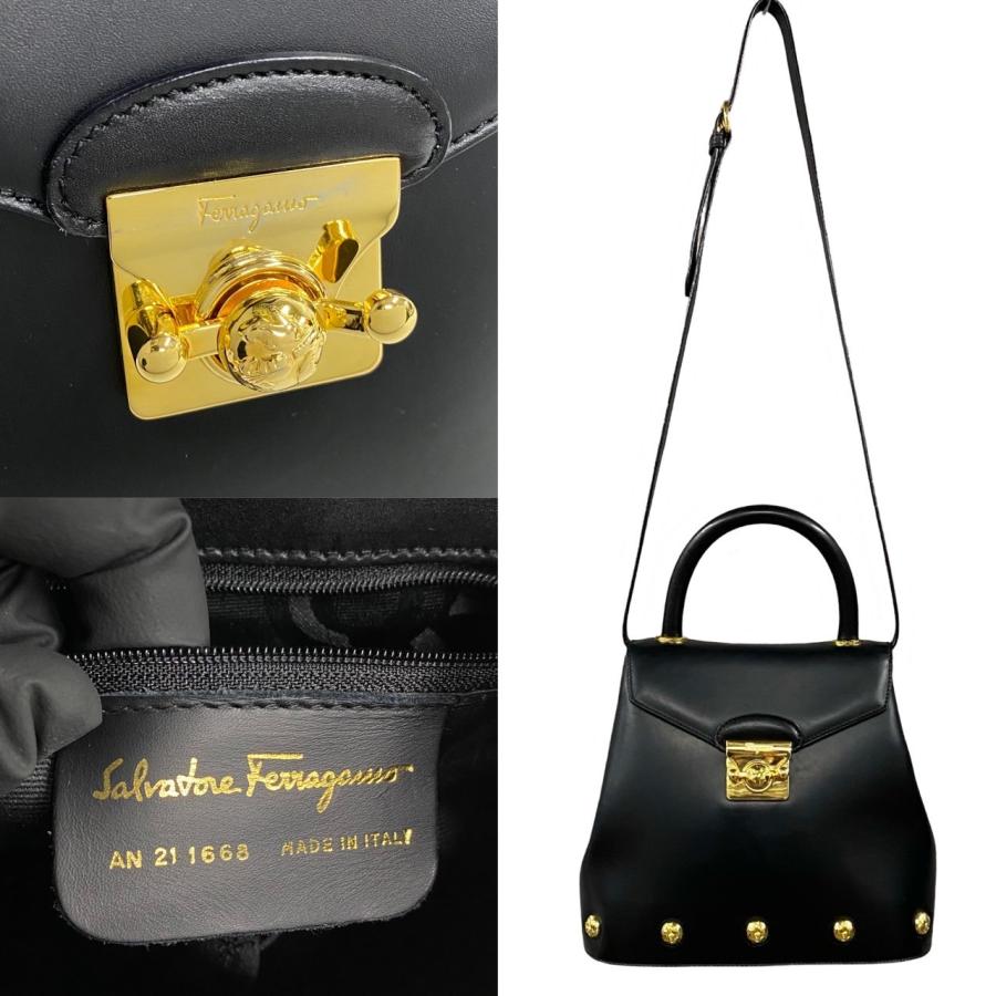 極美品✨　Salvatore Ferragamo ハンドバッグ　レザー 極 美品 Salvatore Ferragamo サルヴァトーレフェラガモ ロゴ 金具