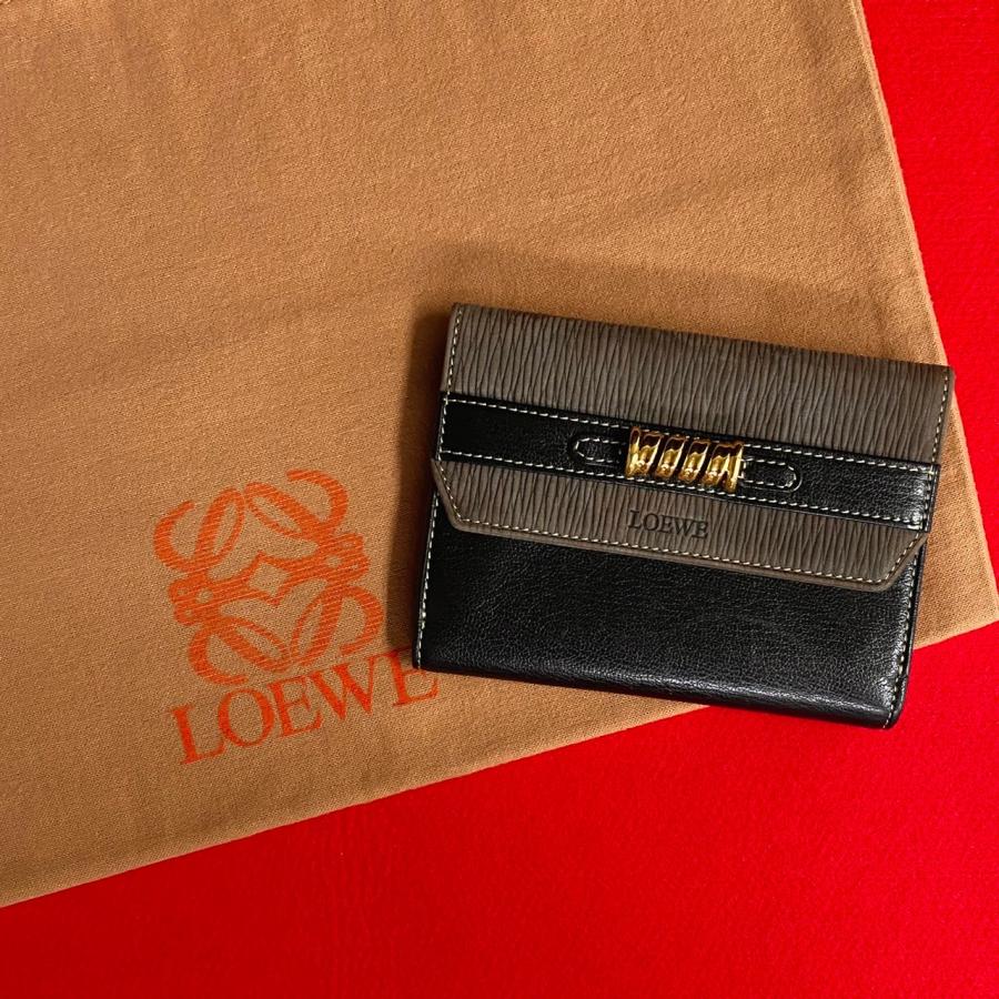 【ヴィンテージ品】ロベエ LOEWE ベラスケス ２つ折り財布 LOEWE ロエベ ベラスケス 財布 ブラウン コンビレザー ツイスト 2