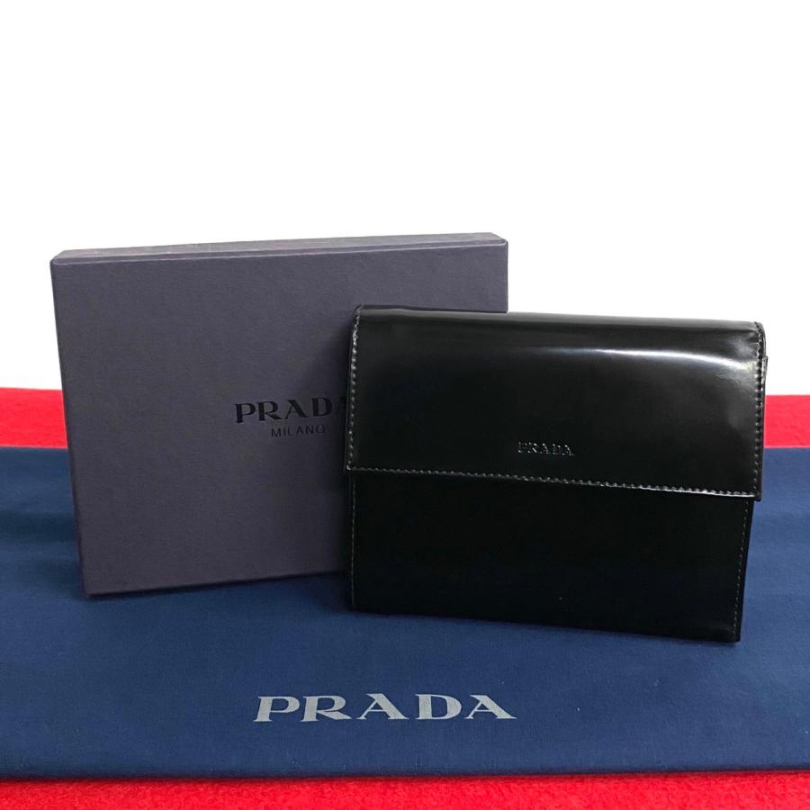 PRADA ほぼ未使用 希少品 箱付 プラダ ロゴ エナメル 二つ折り PRADA ほぼ未使用 希少品 箱付 プラダ ロゴ エナメル 二つ折り