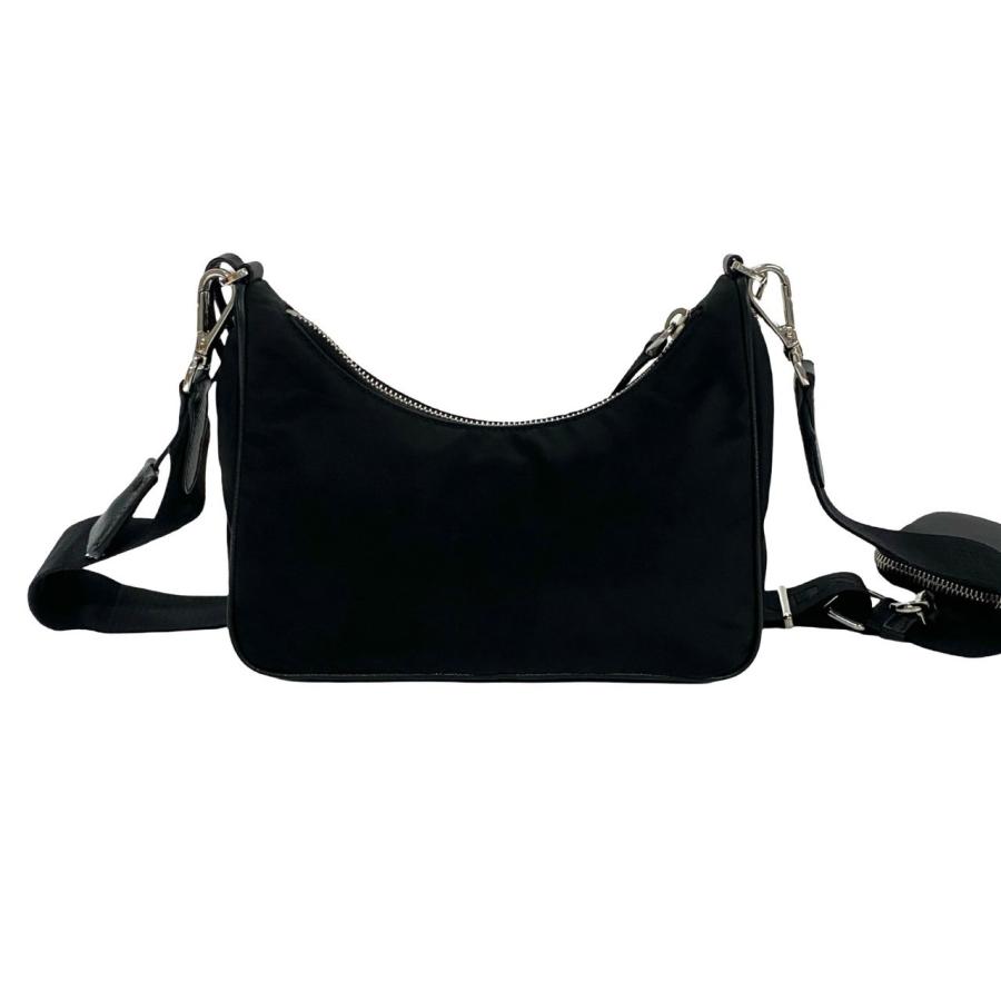 【美品】PRADA ショルダーバッグ　ナイロン×サフィアーノレザー　黒　三角ロゴ PRADA（プラダ） 極 美品 Re-Edition 三角ロゴ サフィアーノ レザー