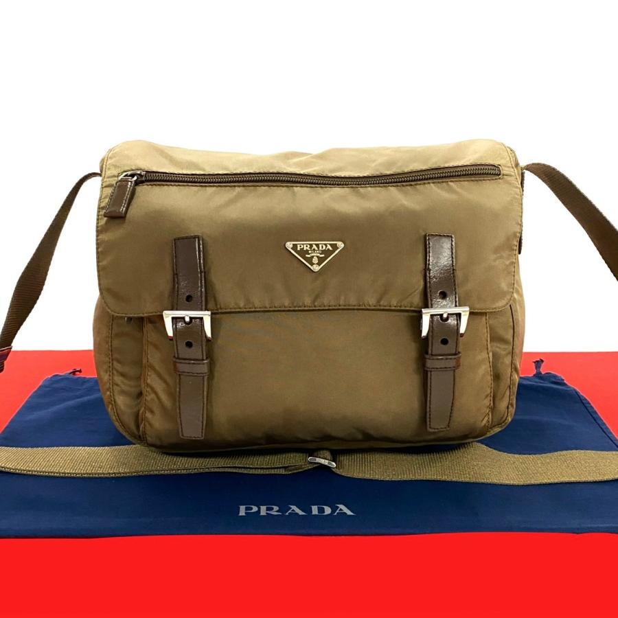 プラダ PRADA ショルダーバッグ 斜めがけ ナイロン ベージュ系