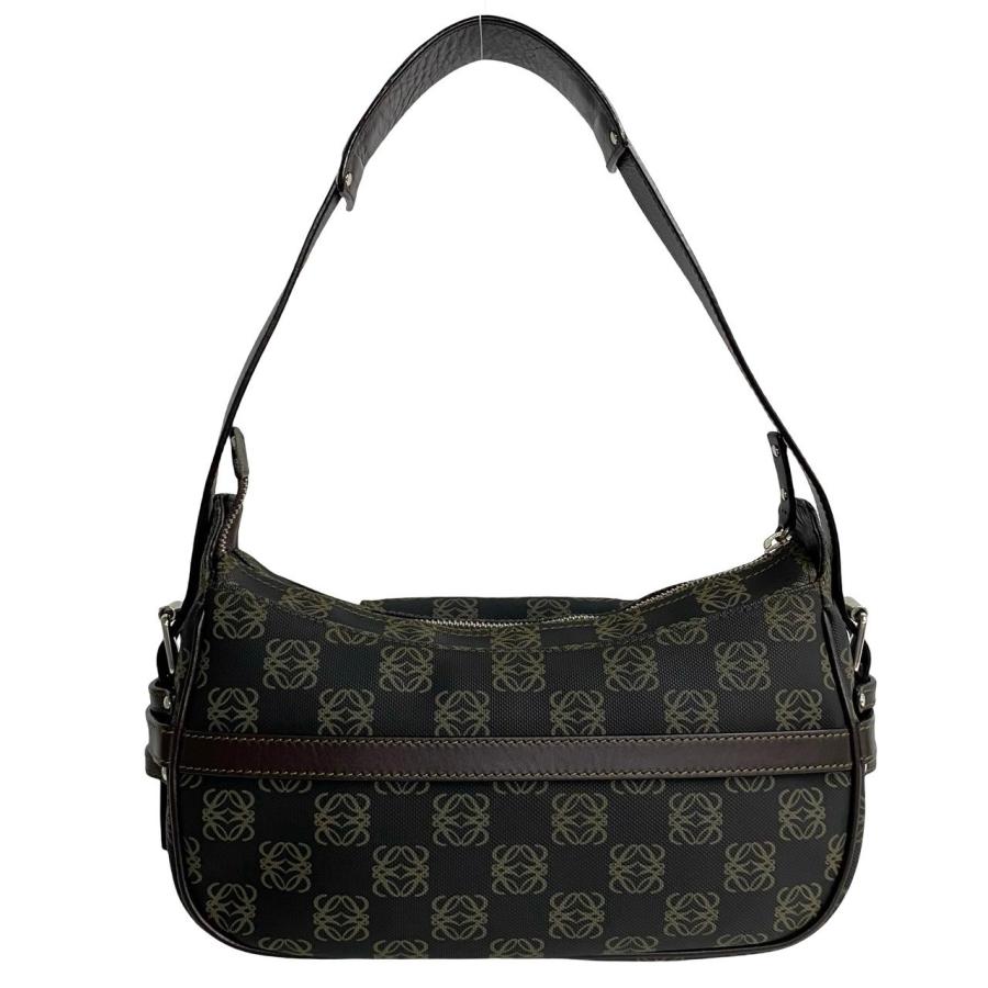 LOEWE 極 美品 袋 ポーチ付 ロエベ アナグラム ロゴ 総柄 レザー 本革 