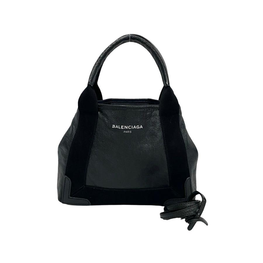 極 美品 BALENCIAGA バレンシアガ ネイビーカバス XS ロゴ レザー 2way ショルダーバッグ ハンドバッグ ミニ トートバッグ ブラック 77706 BALENCIAGA（バレンシアガ） 極 美品 ネイビーカバス XS ロゴ レザー