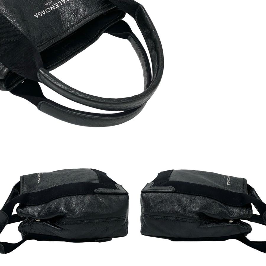 BALENCIAGA（バレンシアガ） 極 美品 ネイビーカバス XS ロゴ レザー