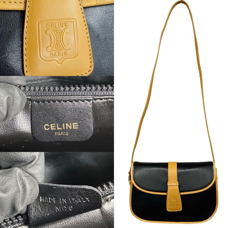 CELINE ほぼ未使用 セリーヌ ヴィンテージ トリオンフ ロゴ エンボス 