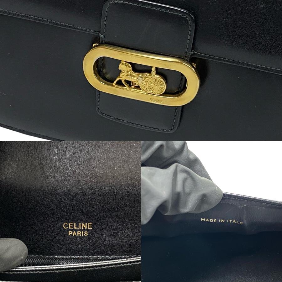 美品】CELINE セリーヌ セリーヌ レザーショルダーバッグ 馬車金具 極 