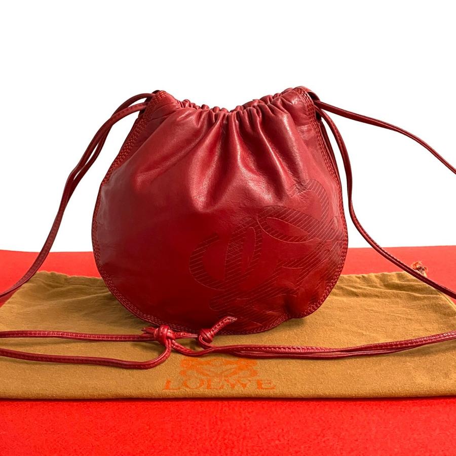 LOEWE 極 美品 ロエベ ヴィンテージ アナグラム ロゴ ナッパ レザー 本 