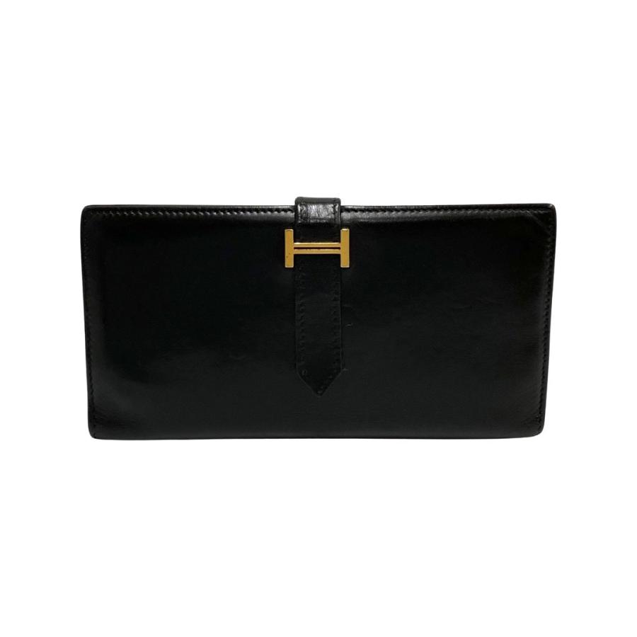 【美品】 エルメス べアン ボックスカーフ ゴールド金具 箱 保存袋付 HERMES（エルメス） 極 美品 保存袋付 ベアン ロゴ 金具 ボックス