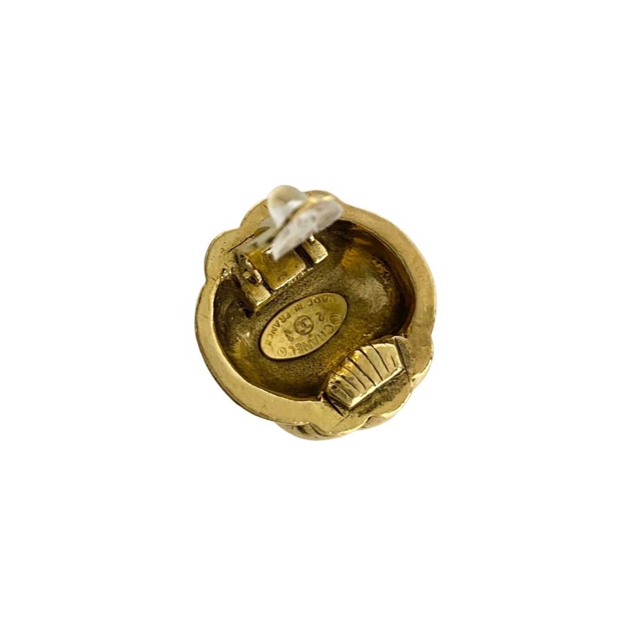 希少 ヴィンテージ 94A シャネル イヤリング ココマーク 金×黒 片耳