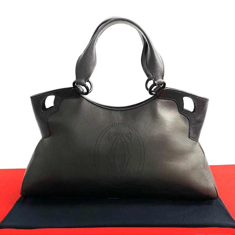 カルティエ マルチェロ ドゥ ハンドバッグ マストライン パンチングロゴ レザー 極美品】Cartier カルティエ マルチェロ マストライン ハンドバッグ