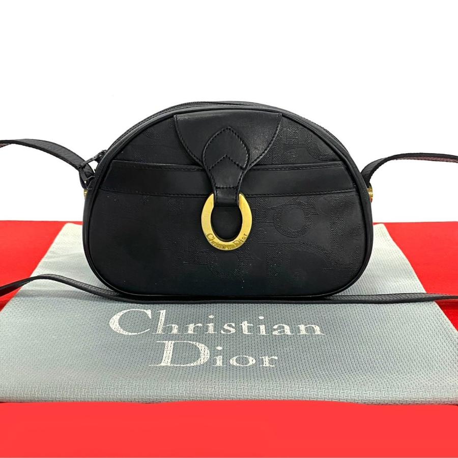 美品 Christian Dior ショルダーバッグ レザー ブラック