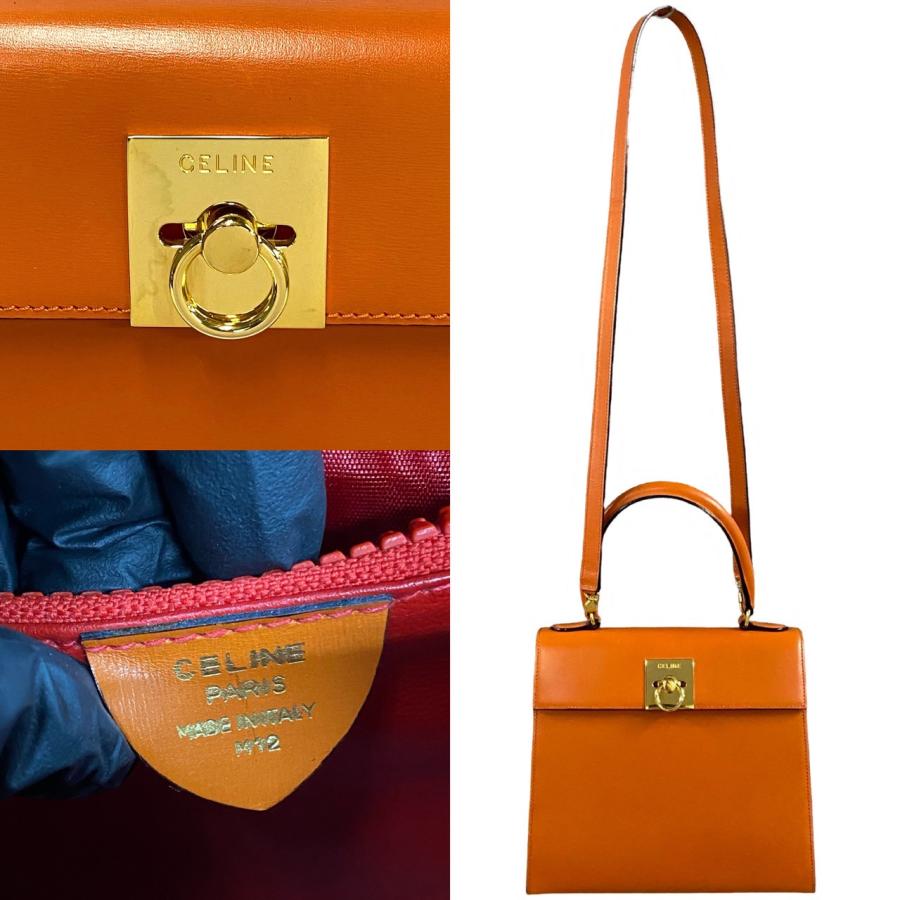 セリーヌヴィンテージ CELINE セリーヌ マンテル エンボスレザー トップハンドル ケリー