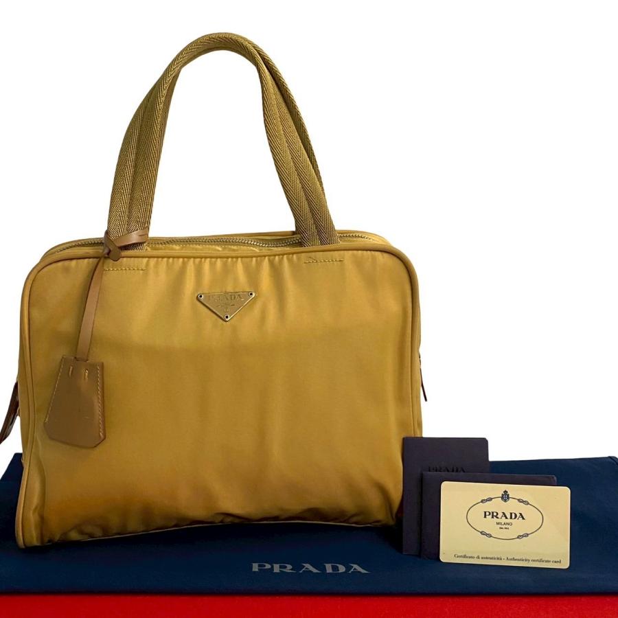 PRADA 極 美品 プラダ 三角ロゴ プレート 金具 ナイロン レザー PRADA 極 美品 プラダ 三角ロゴ プレート 金具 ナイロン レザー