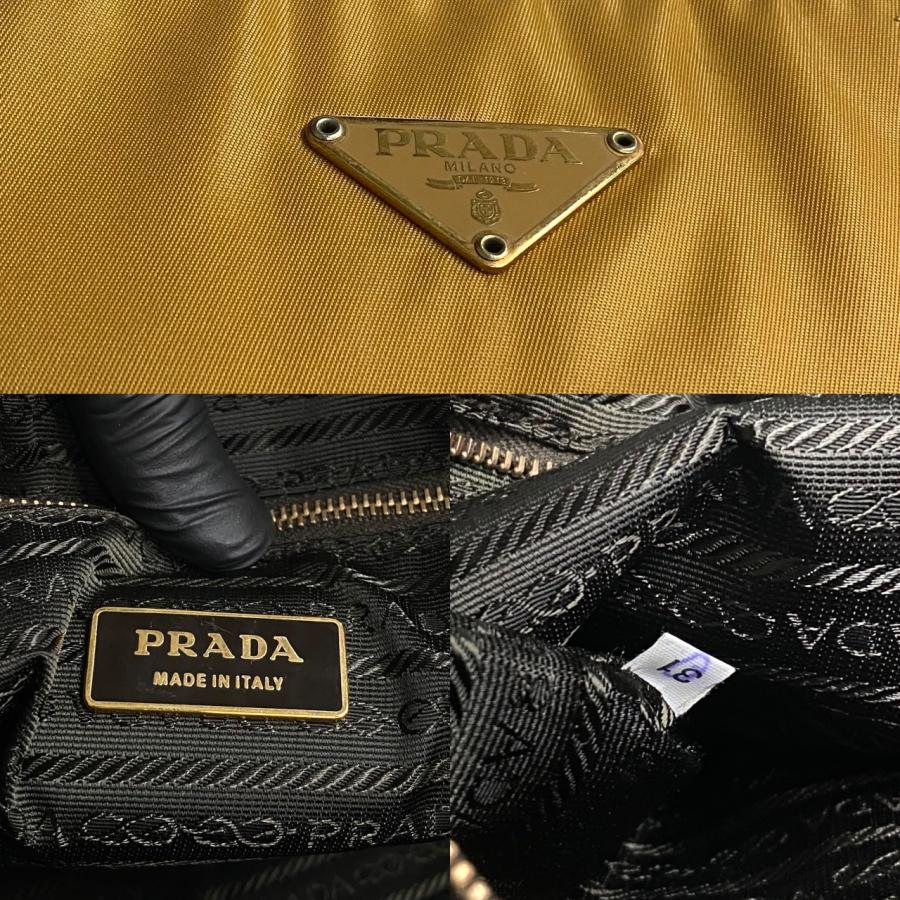 PRADA 極 美品 プラダ 三角ロゴ プレート 金具 ナイロン レザー PRADA 極 美品 プラダ 三角ロゴ プレート 金具 ナイロン レザー