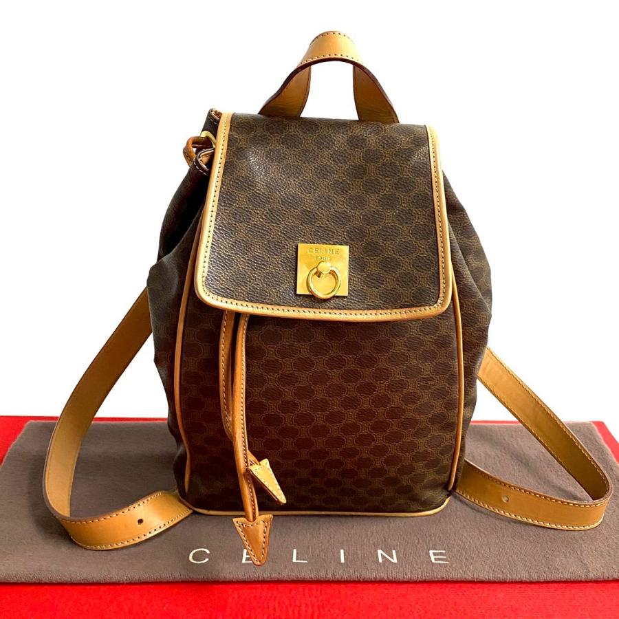 CELINE/セリーヌ マカダム ブラゾン トリオンフ リュック k_151 CELINE（セリーヌ） 極 美品 マカダム ブラゾン トリオンフ 柄 ロゴ