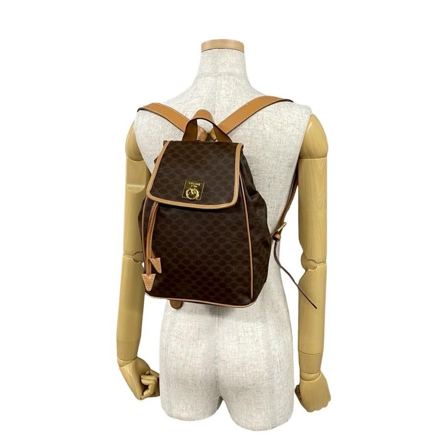 極美品　セリーヌ リュック トリオンフ マカダム ゴールド金具 レディース 茶 CELINE（セリーヌ） 極 美品 マカダム ブラゾン トリオンフ 柄 ロゴ