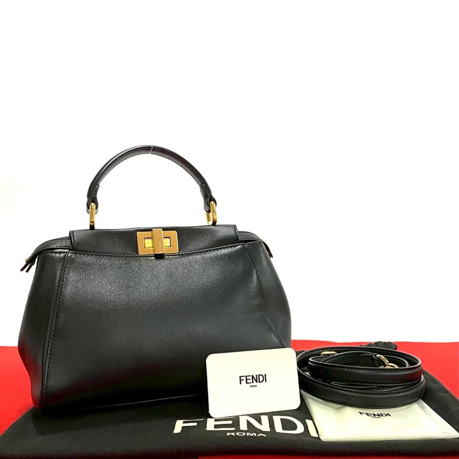 フェンディFENDI ミニピーカブー2way ショルダーバッグブラック