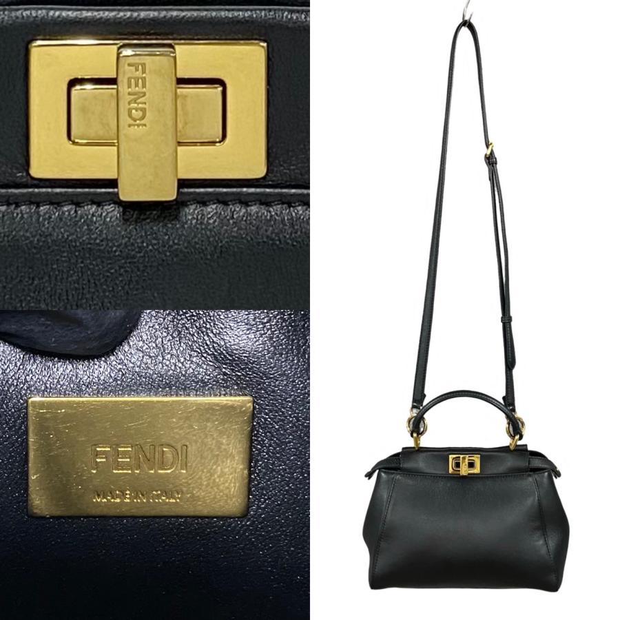 FENDI 極 美品 袋付き フェンディ ピーカブー ミニ レザー 本革 2way 